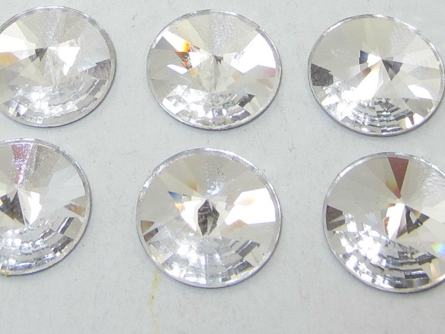 6 Pcs. RIVOLI 16mm CRYSTAL FLATBACK European Rhinestones